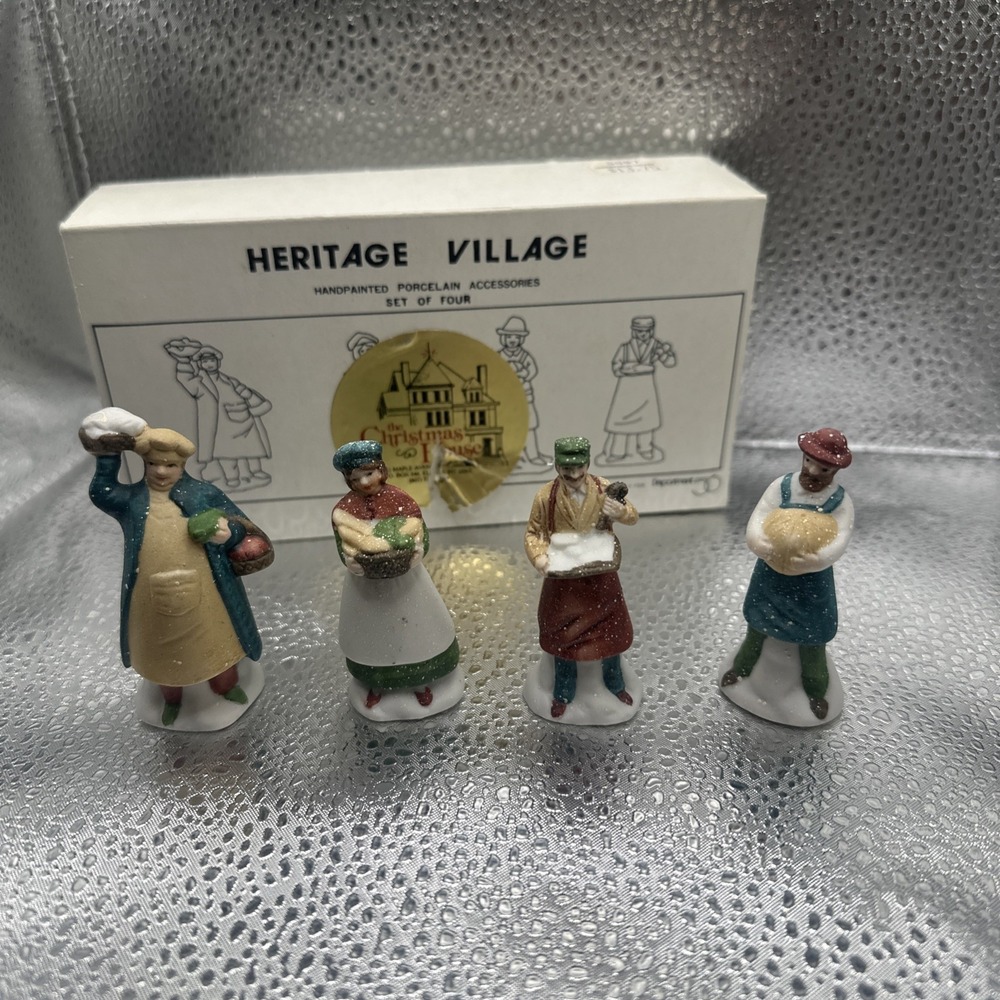 Department 56 Shopkeepers 1987 Set of 4 Accessories Heritage‎ Village #5966-8